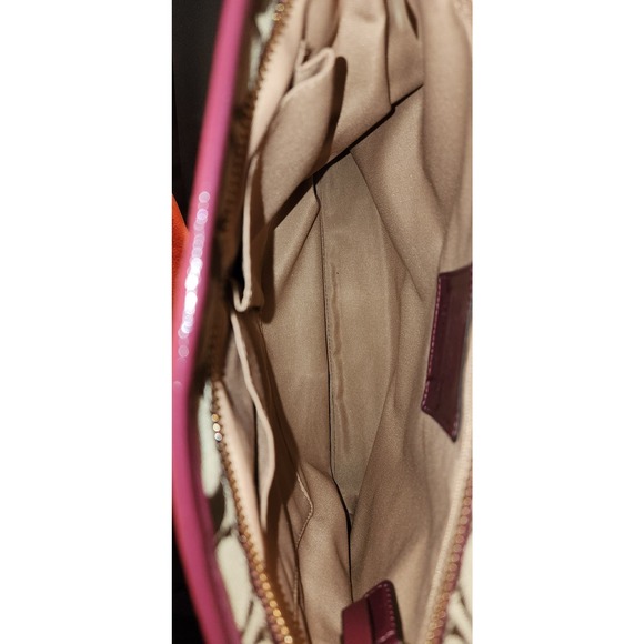 Coach New York Signature Stripe Khaki Monogram / Merlot Crossbody Purse File Bag - Picture 3 of 8